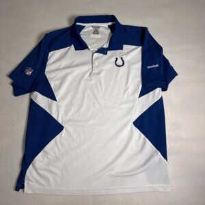 INDIANAPOLIS COLTS Polo Shirt SS REEBOK Blue‎ White NFL AFC South Polyester L